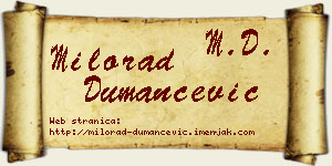 Milorad Dumančević vizit kartica